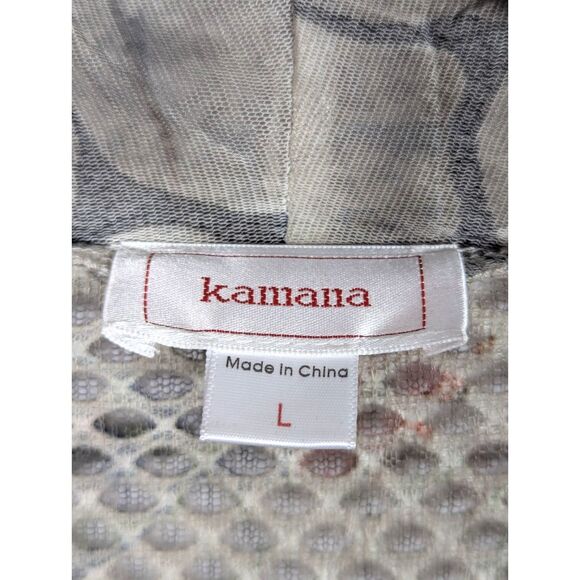 KAMANA "Whispered Tales" Open-Front Cardigan Artsy Lagenlook Floral Mesh Large - Picture 7 of 10